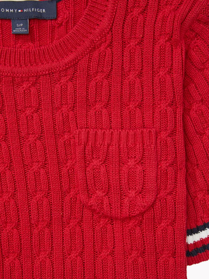 Suéteres Tommy Hilfiger Stripe Cable Knit Rojos | MX_W21368