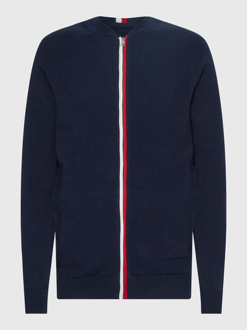 Suéteres Tommy Hilfiger Stripe-zip baseball Azul Marino | MX_M31175