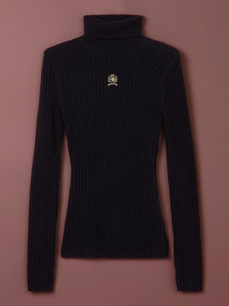 Suéteres Tommy Hilfiger Wool Crest Turtleneck Negros | MX_W21373