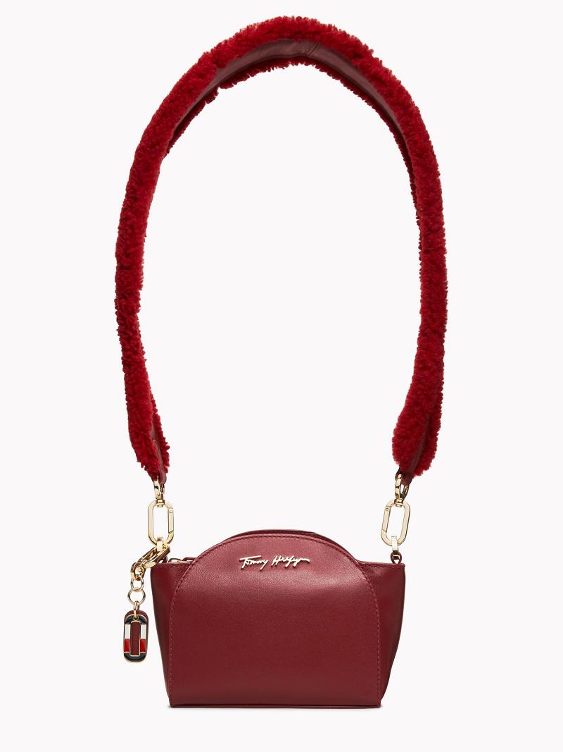 Tarjeteros Tommy Hilfiger Cuero Clutch with Anchos Fur Correa Rojos | MX_W21649