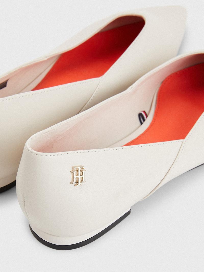 Tenis Planos Tommy Hilfiger Cuero Ballerina Beige | MX_W21601