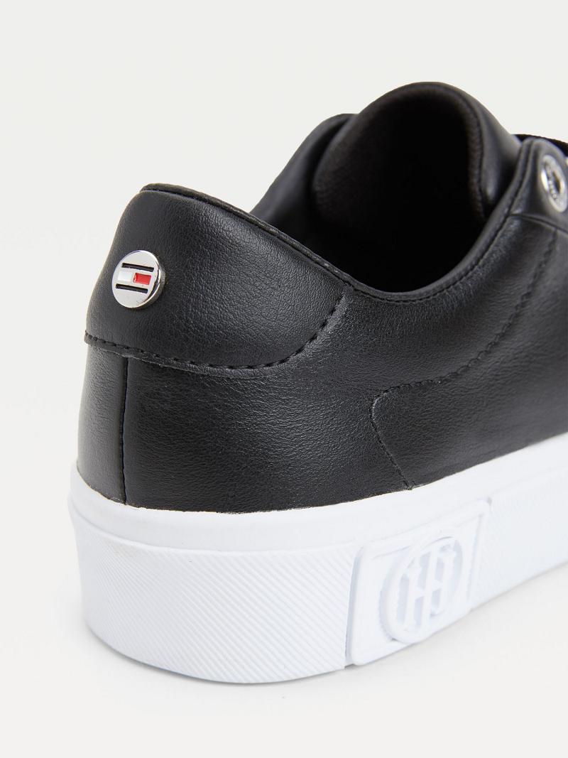 Tenis Tommy Hilfiger Cuero Creeper Negros | MX_W21632