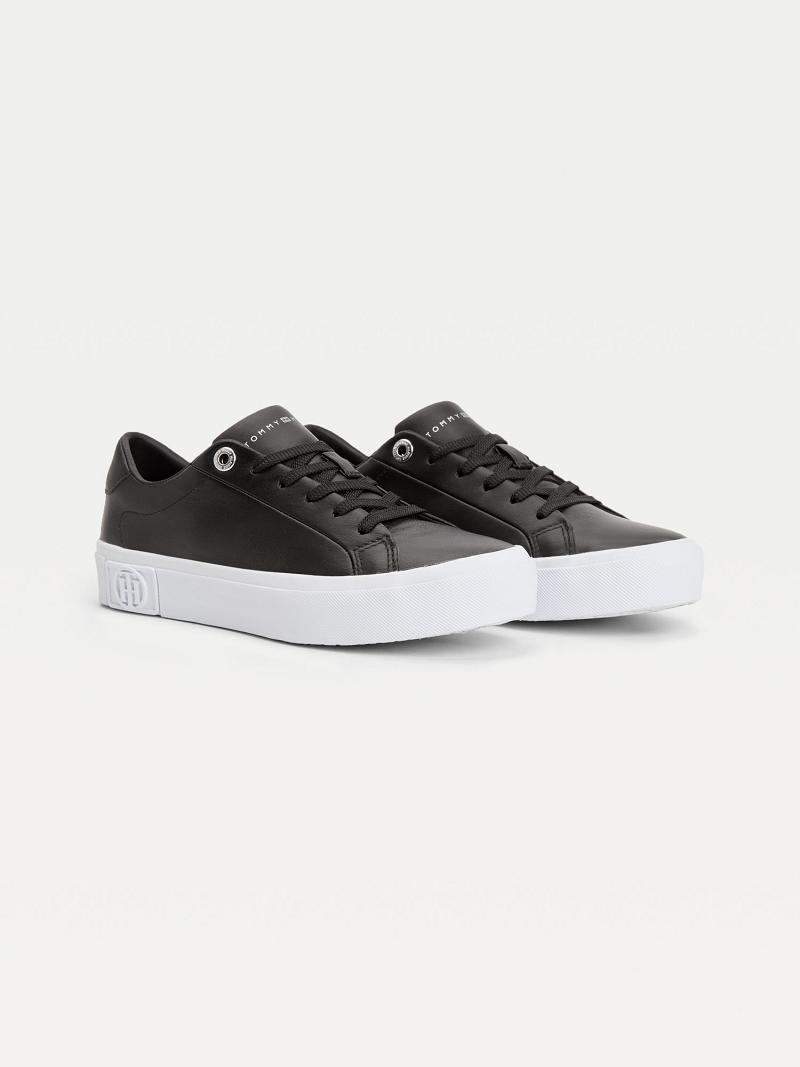 Tenis Tommy Hilfiger Cuero Creeper Negros | MX_W21632