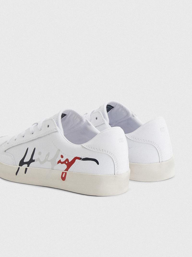 Tenis Tommy Hilfiger Cuero Signature Blancos | MX_W21633