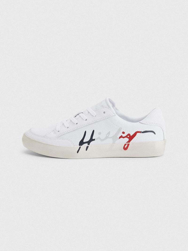 Tenis Tommy Hilfiger Cuero Signature Blancos | MX_W21633