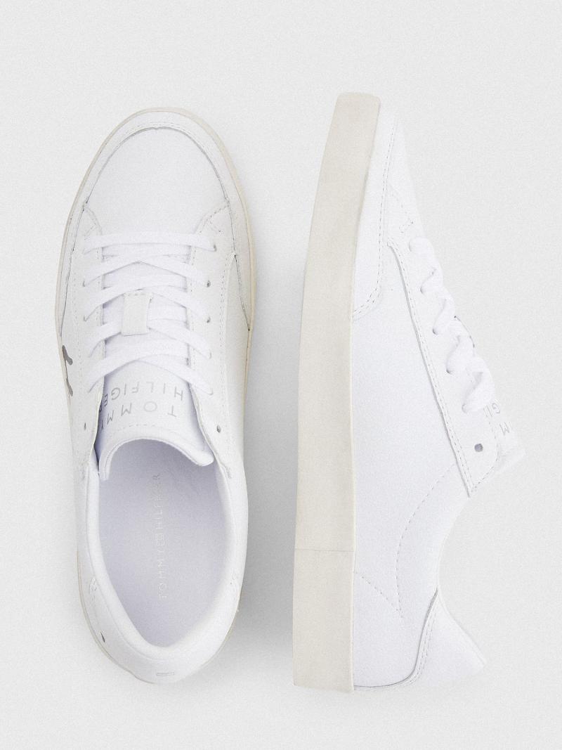 Tenis Tommy Hilfiger Cuero Signature Blancos | MX_W21633