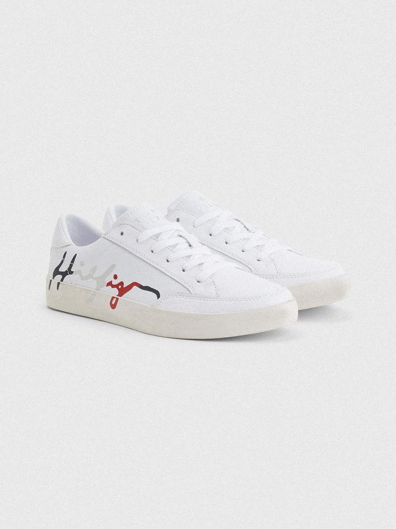 Tenis Tommy Hilfiger Cuero Signature Blancos | MX_W21633