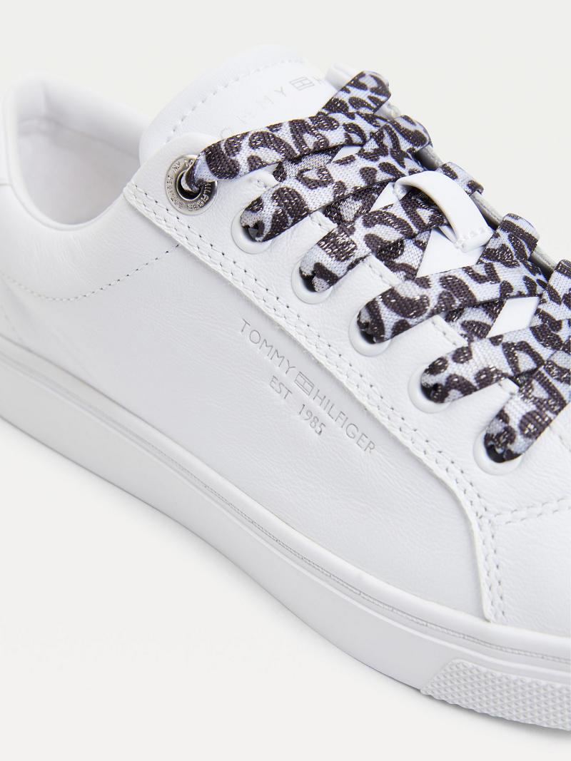 Tenis Tommy Hilfiger Cuero With Leopard Print Laces Blancos | MX_W21634