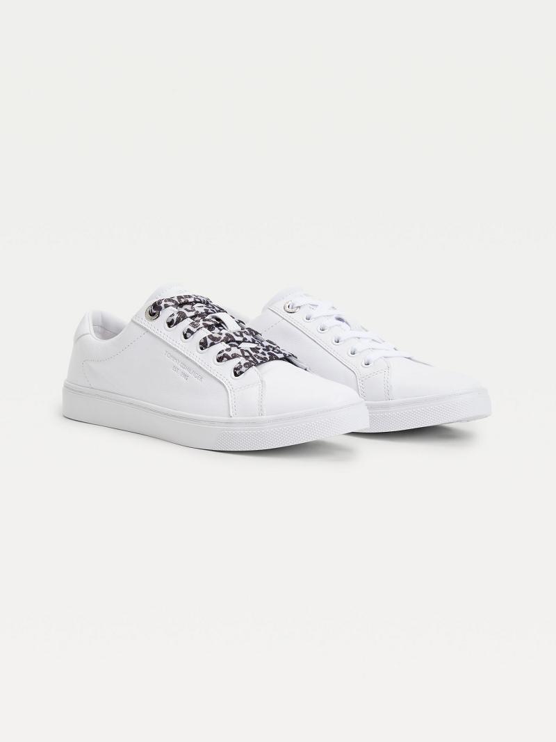 Tenis Tommy Hilfiger Cuero With Leopard Print Laces Blancos | MX_W21634