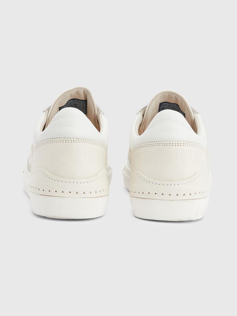 Tenis Tommy Hilfiger Cuero court Blancos Beige | MX_M31621