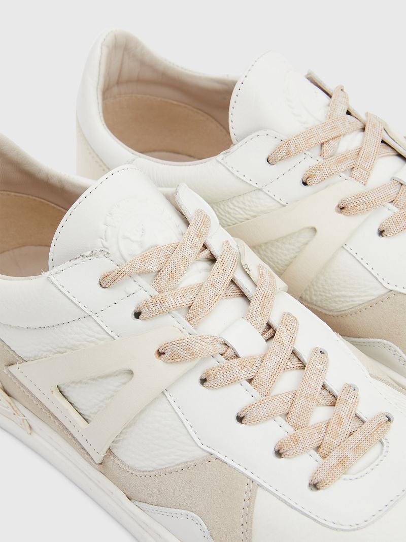 Tenis Tommy Hilfiger Cuero court Blancos Beige | MX_M31621