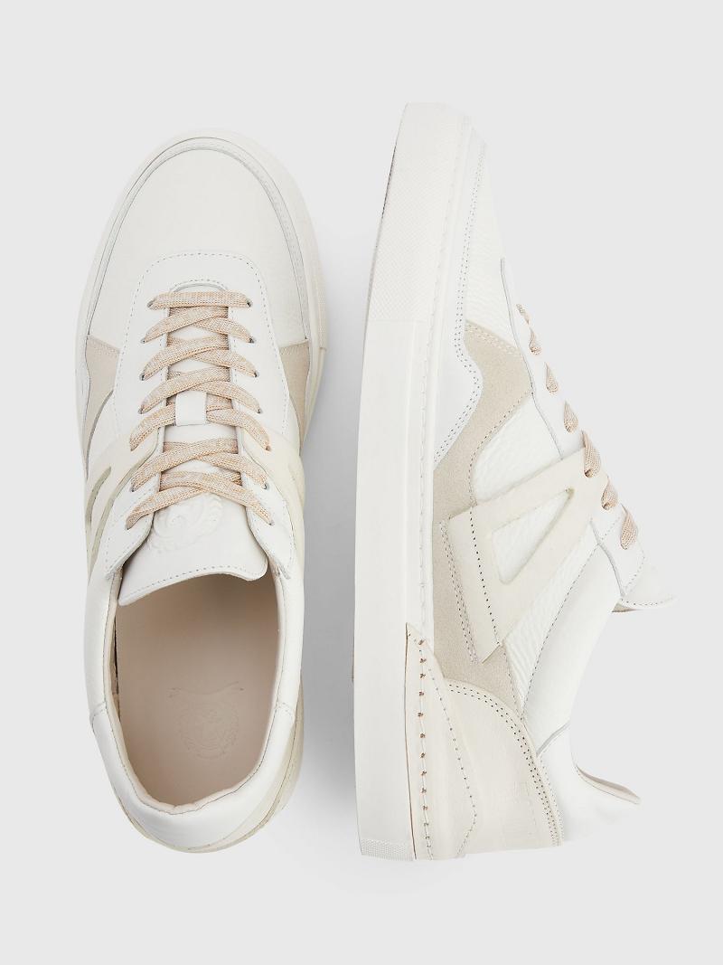 Tenis Tommy Hilfiger Cuero court Blancos Beige | MX_M31621