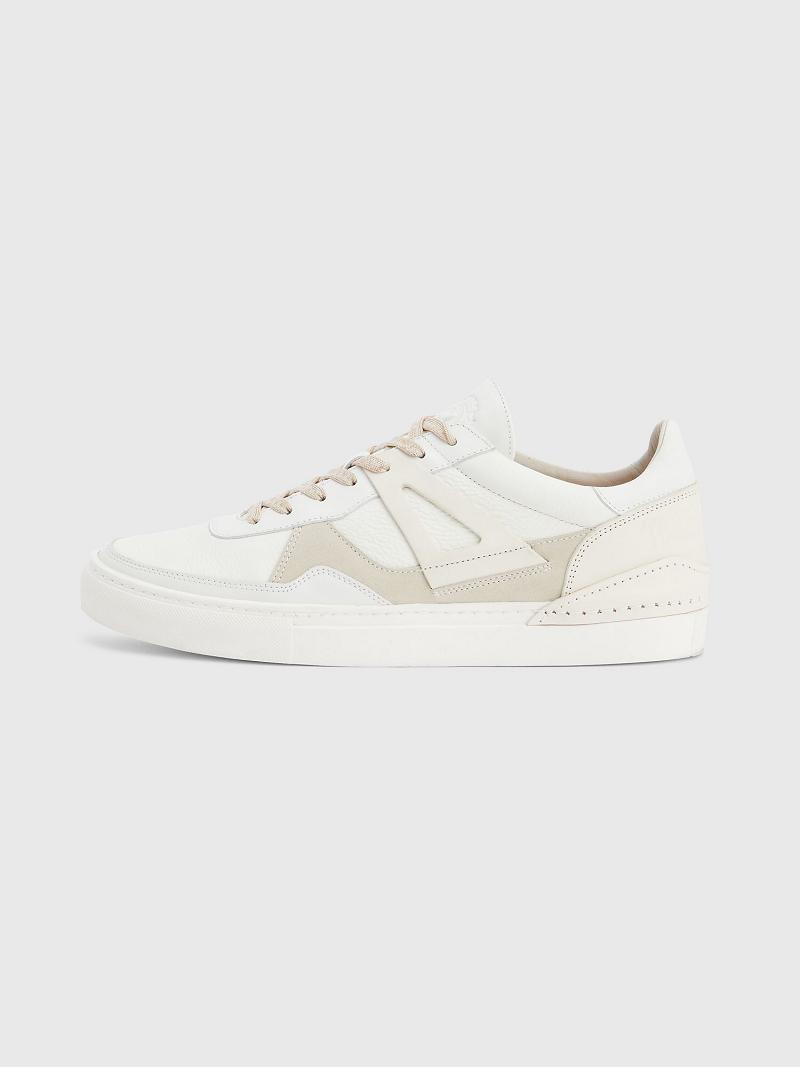 Tenis Tommy Hilfiger Cuero court Blancos Beige | MX_M31621