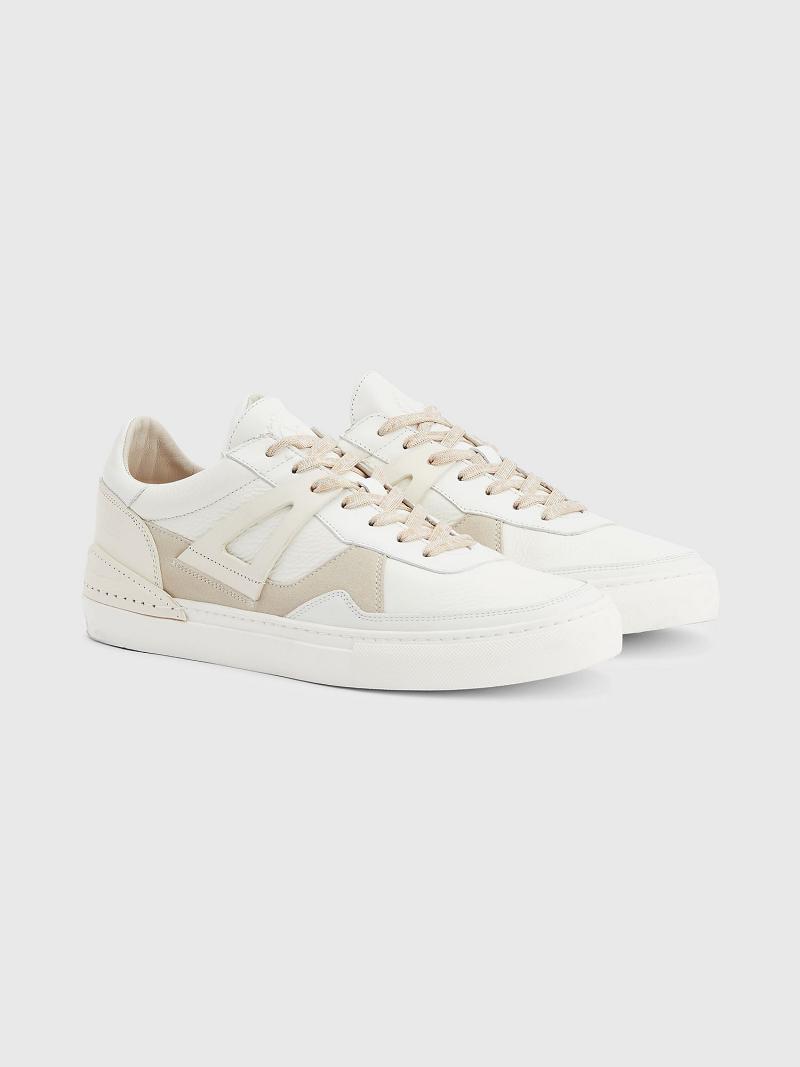 Tenis Tommy Hilfiger Cuero court Blancos Beige | MX_M31621