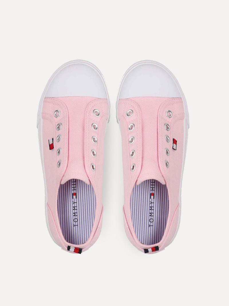 Tenis Tommy Hilfiger Kids’ Pink Laceless Rosas | MX_G1309