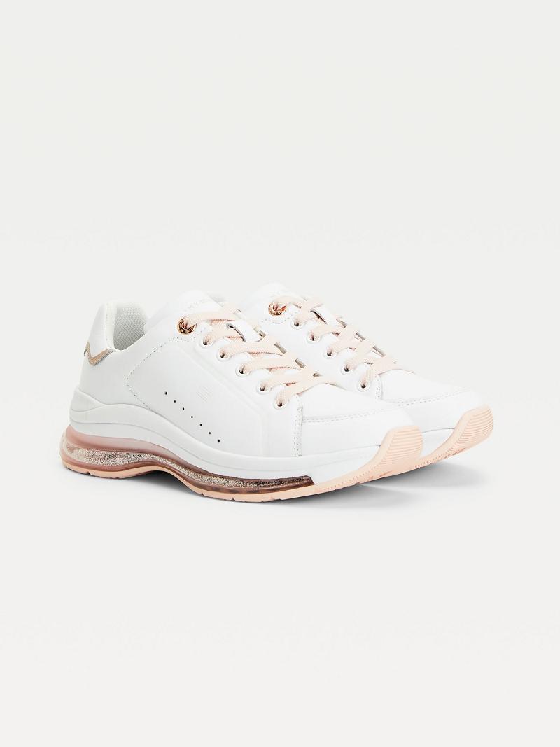 Tenis Tommy Hilfiger Ligeros Glitter Blancos | MX_W21636