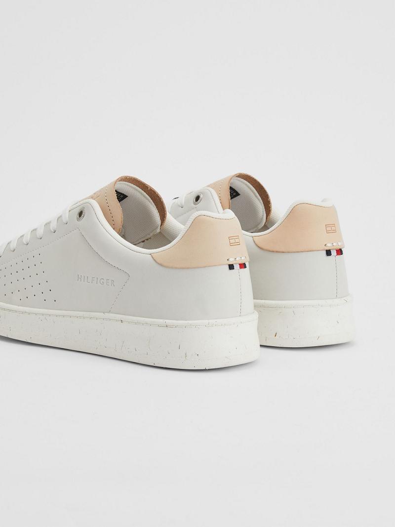 Tenis Tommy Hilfiger Perforated leather Blancos | MX_M31626