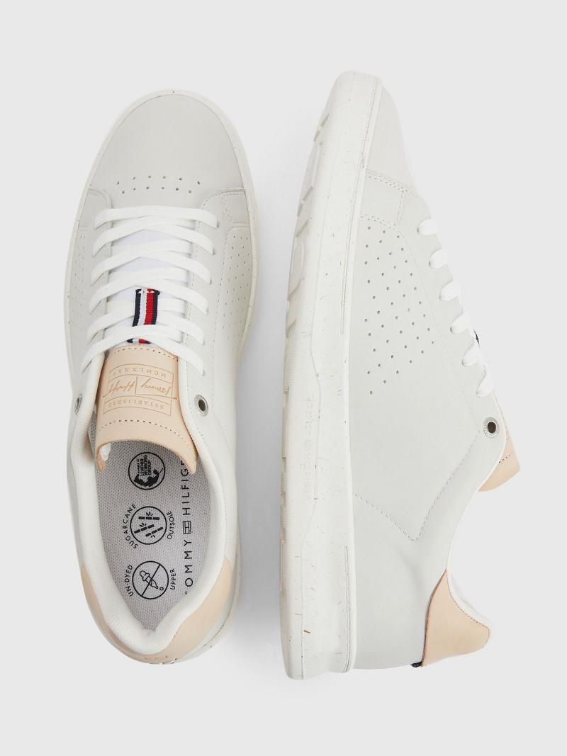 Tenis Tommy Hilfiger Perforated leather Blancos | MX_M31626