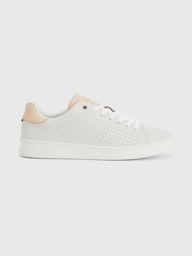 Tenis Tommy Hilfiger Perforated leather Blancos | MX_M31626