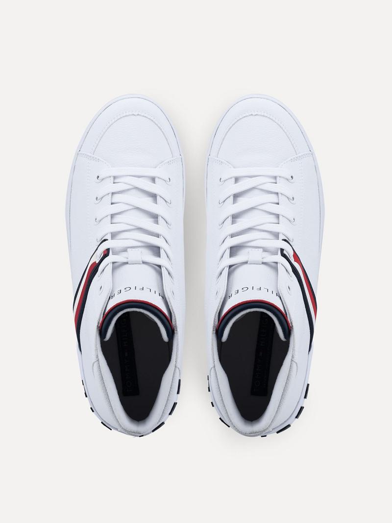 Tenis Tommy Hilfiger Stripe high top Blancos | MX_M31630