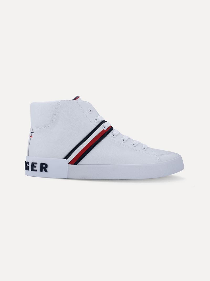 Tenis Tommy Hilfiger Stripe high top Blancos | MX_M31630