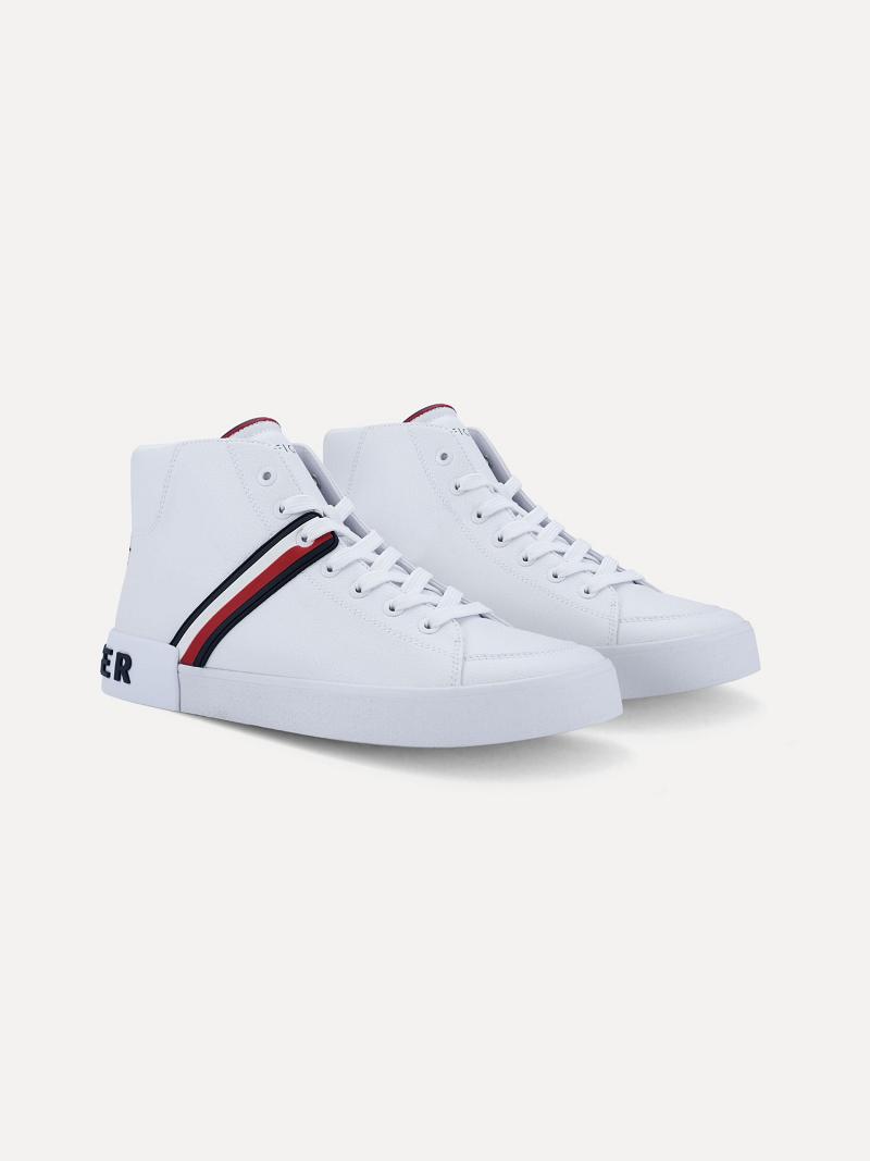 Tenis Tommy Hilfiger Stripe high top Blancos | MX_M31630