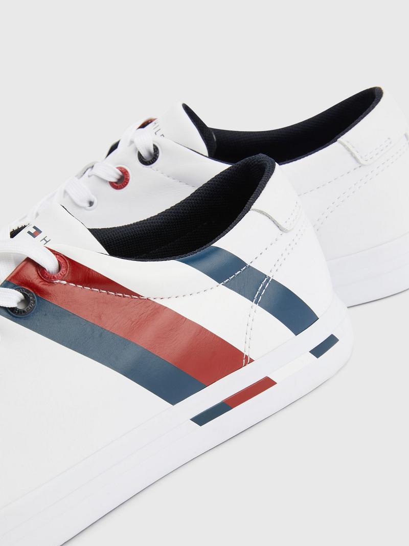 Tenis Tommy Hilfiger Stripe leather Blancos | MX_M31631