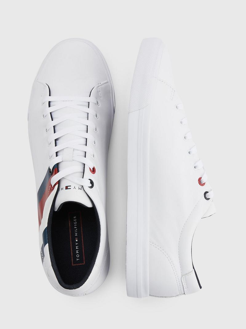 Tenis Tommy Hilfiger Stripe leather Blancos | MX_M31631