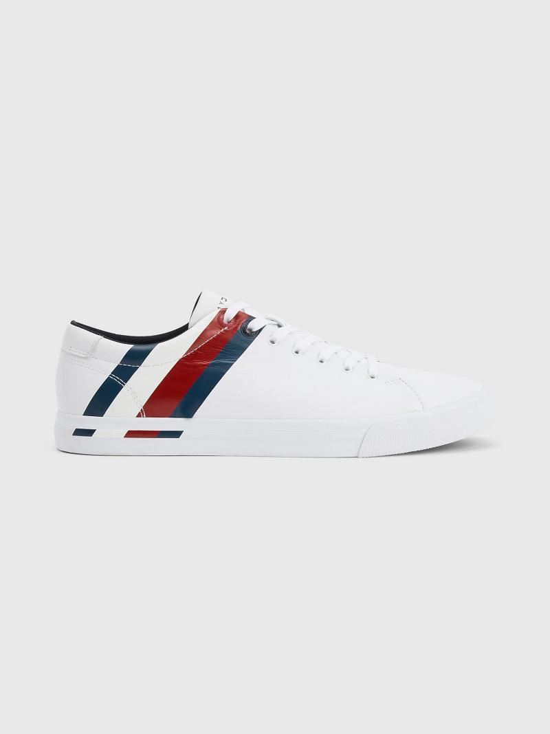 Tenis Tommy Hilfiger Stripe leather Blancos | MX_M31631