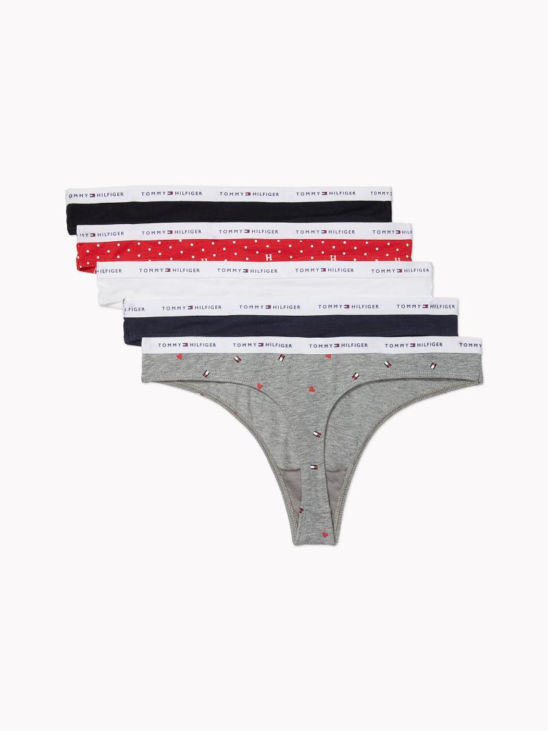 Thongs Tommy Hilfiger Logo Mix 5PK Grises | MX_W21565