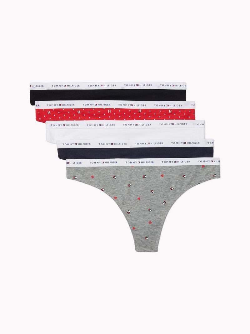 Thongs Tommy Hilfiger Logo Mix 5PK Grises | MX_W21565