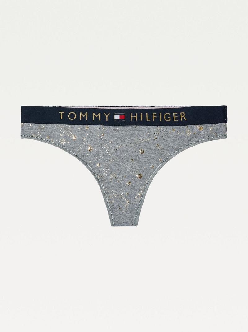 Thongs Tommy Hilfiger Organic Algodon Sparkle Grises | MX_W21575