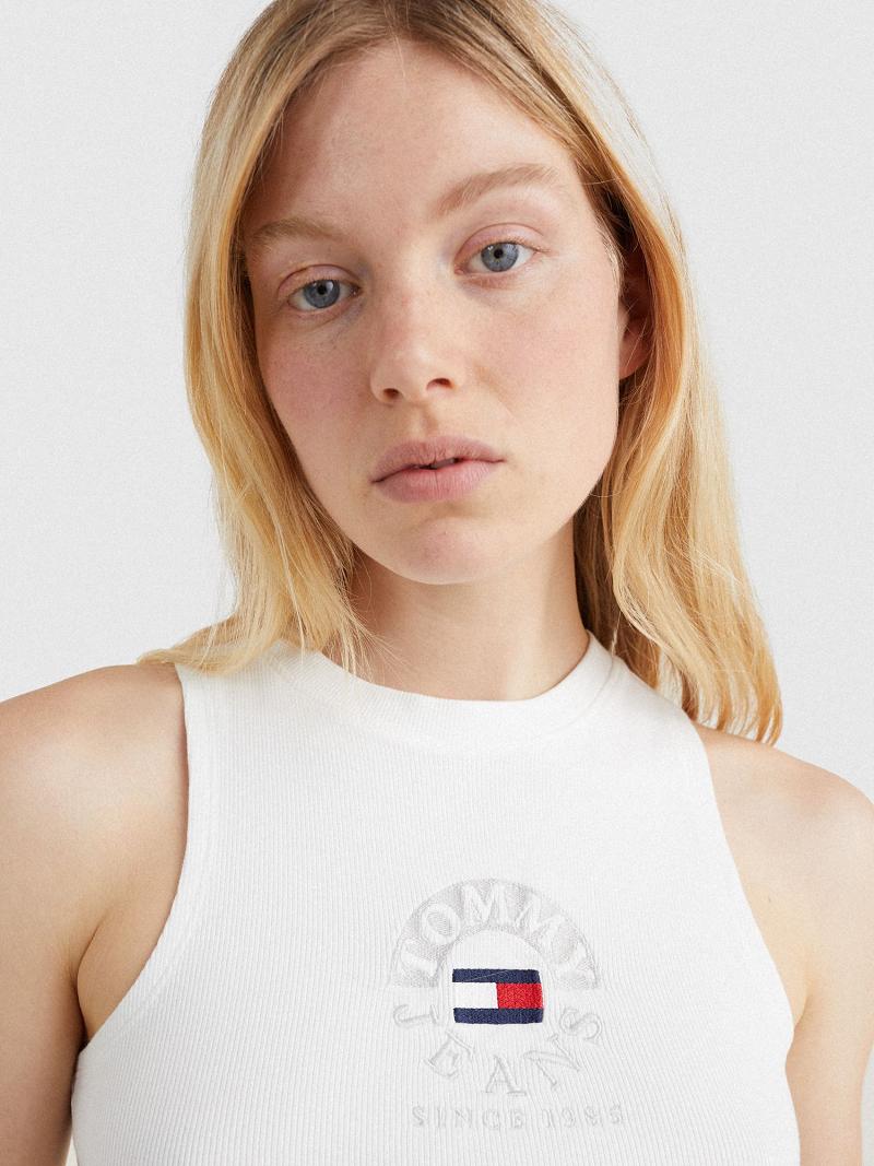 Tops Tommy Hilfiger Circle Logo Cropped Tank Blancos | MX_W21489