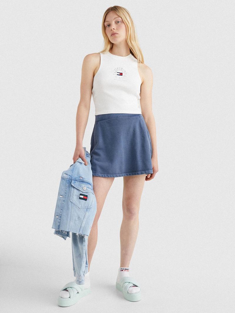 Tops Tommy Hilfiger Circle Logo Cropped Tank Blancos | MX_W21489