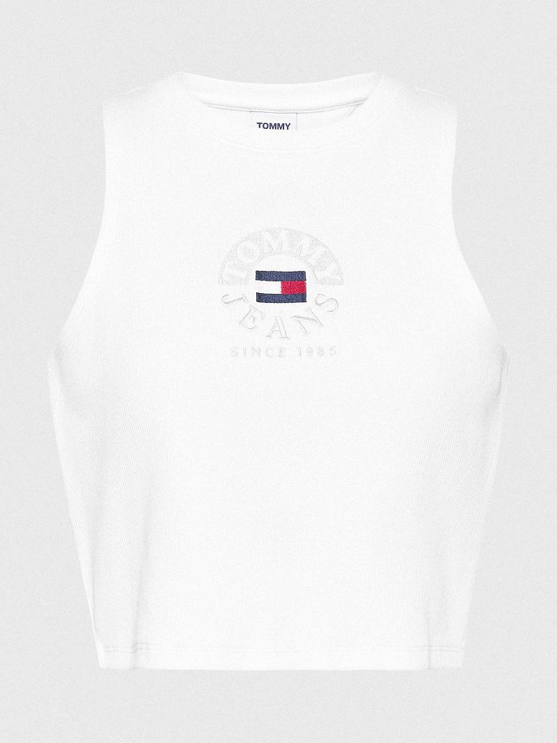 Tops Tommy Hilfiger Circle Logo Cropped Tank Blancos | MX_W21489