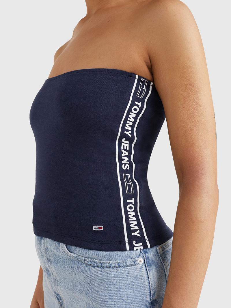 Tops Tommy Hilfiger Logo Tape Tube Azul Marino | MX_W21499