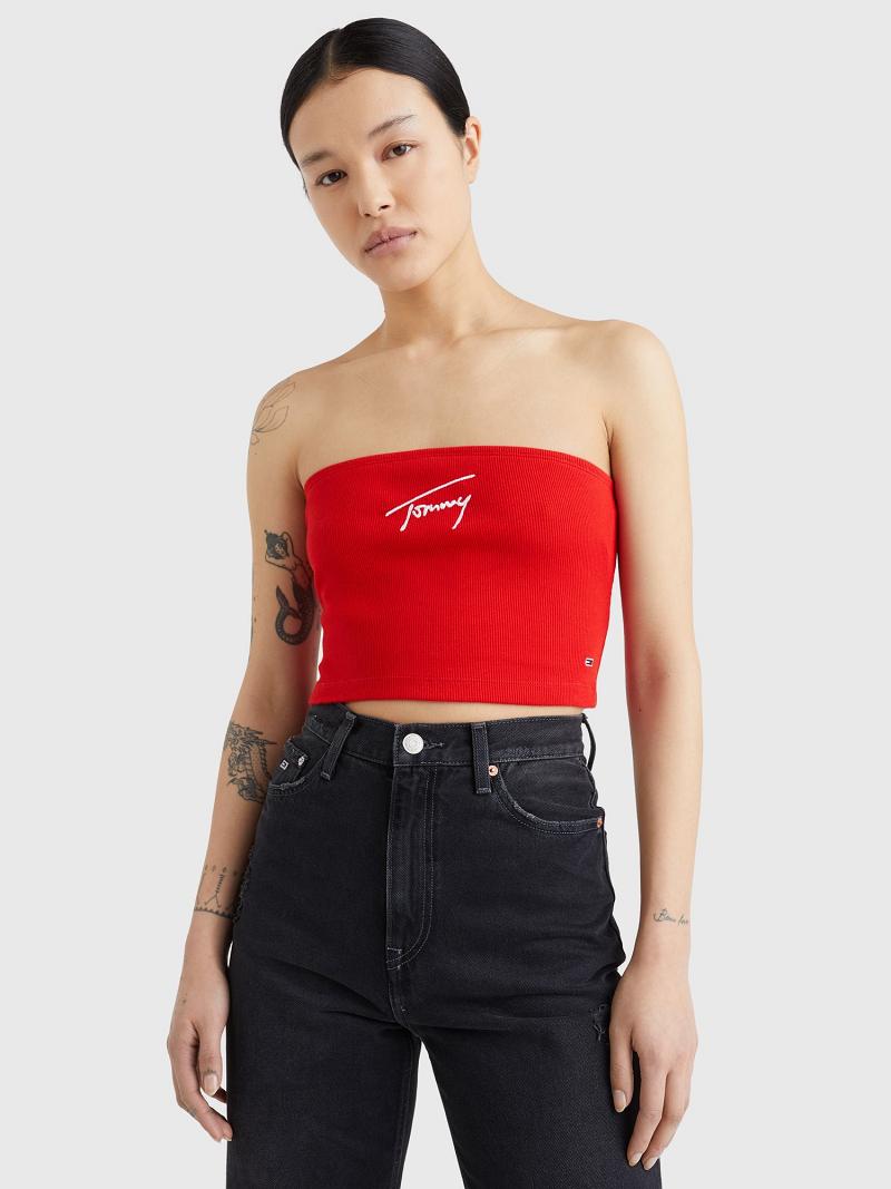 Tops Tommy Hilfiger Signature Tube Rojos | MX_W21506