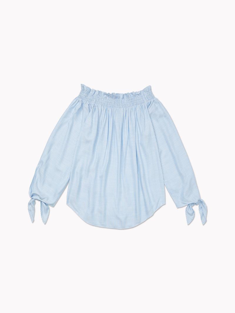 Tops Tommy Hilfiger Smocked Stripe Azules | MX_W21507