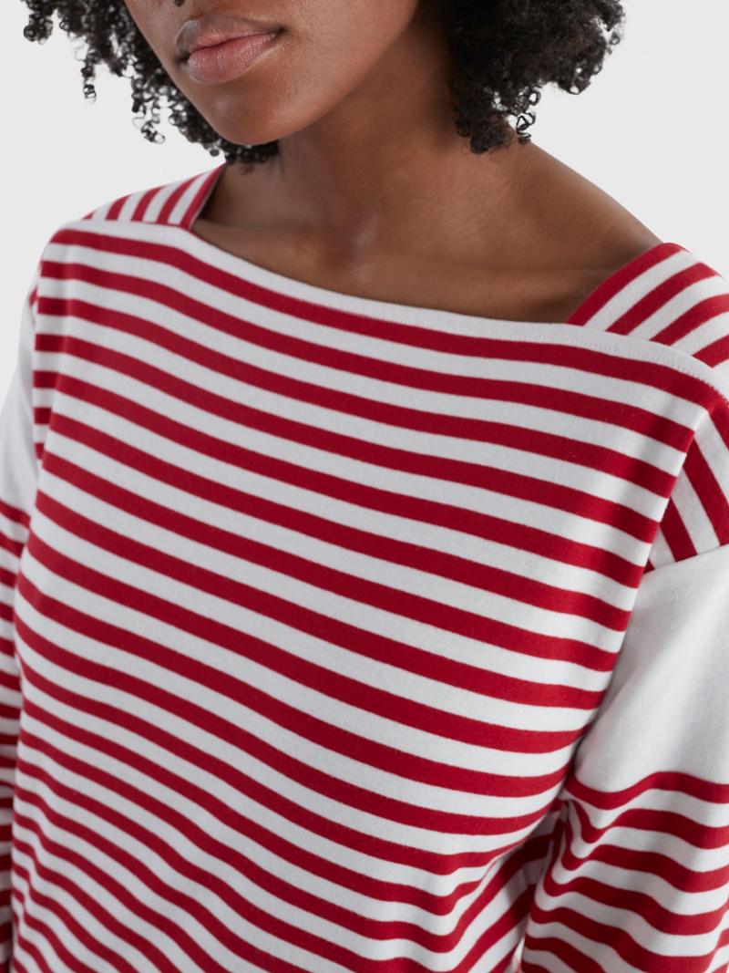 Tops Tommy Hilfiger Stripe Square-Neck Rojos | MX_W21509