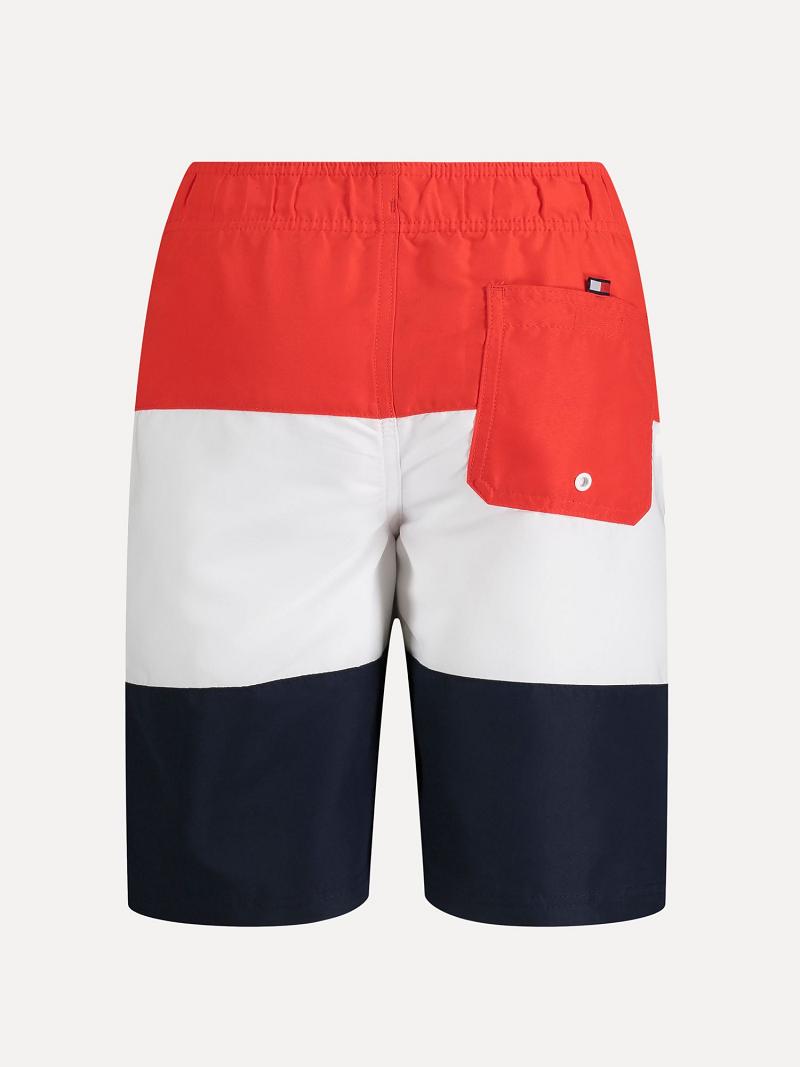 Trajes De Baño Tommy Hilfiger Big Block Stripe Trunk Rojos | MX_B2143