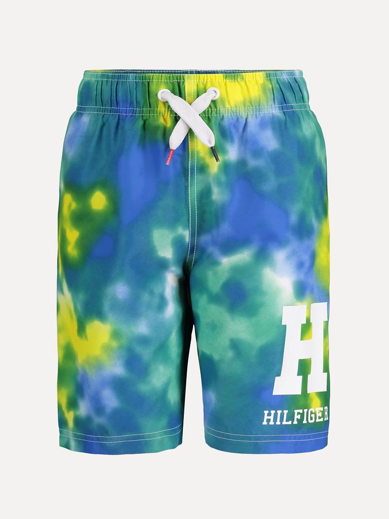 Trajes De Baño Tommy Hilfiger Big Tie-Dye Trunk Azules | MX_B2146