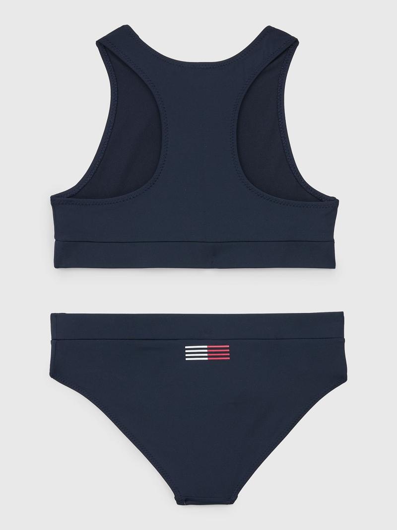 Trajes De Baño Tommy Hilfiger Crop Top Set Azules | MX_G1218