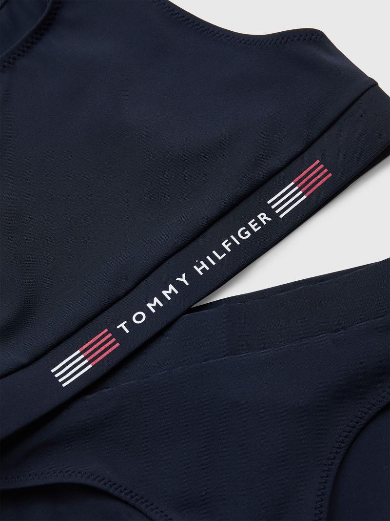 Trajes De Baño Tommy Hilfiger Crop Top Set Azules | MX_G1218