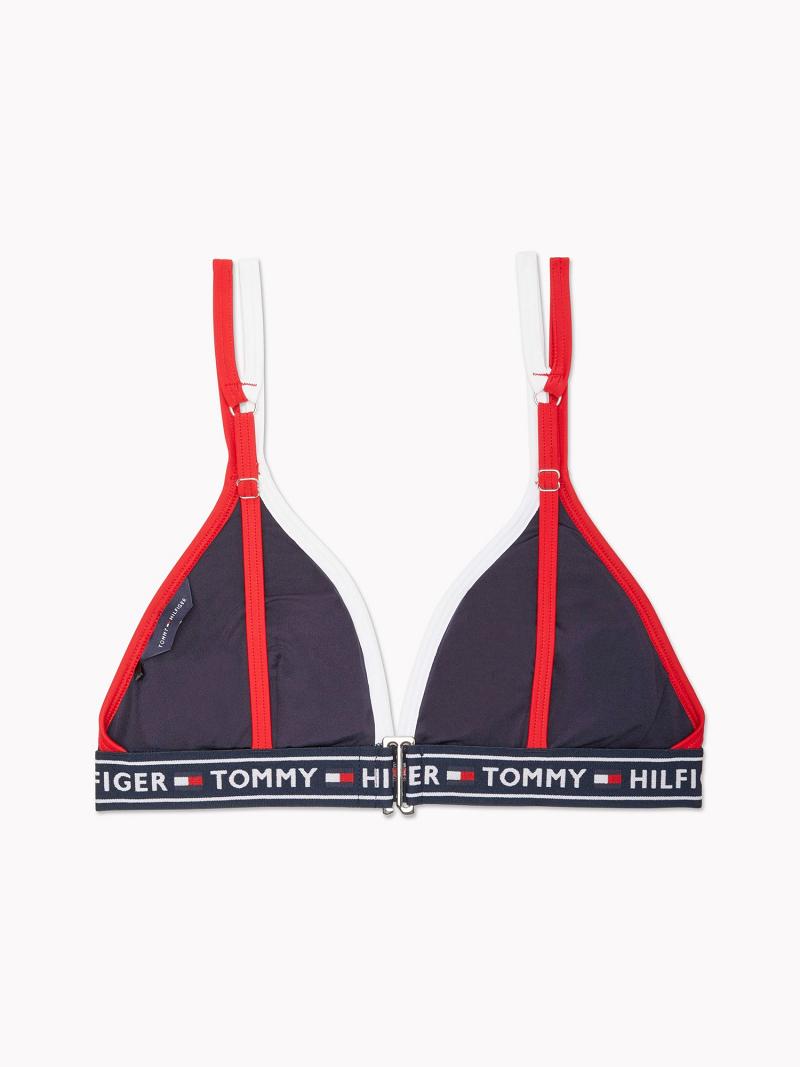 Trajes De Baño Tommy Hilfiger Essential Colorblock Bandeau Bikini Top Azul Marino | MX_W21415