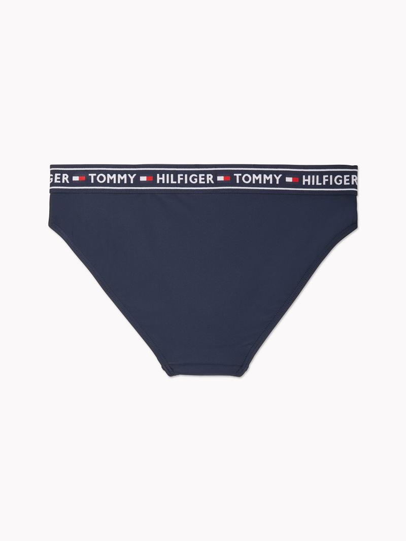 Trajes De Baño Tommy Hilfiger Essential Colorblock High-Cintura Bikini Bottom Azul Marino | MX_W21416