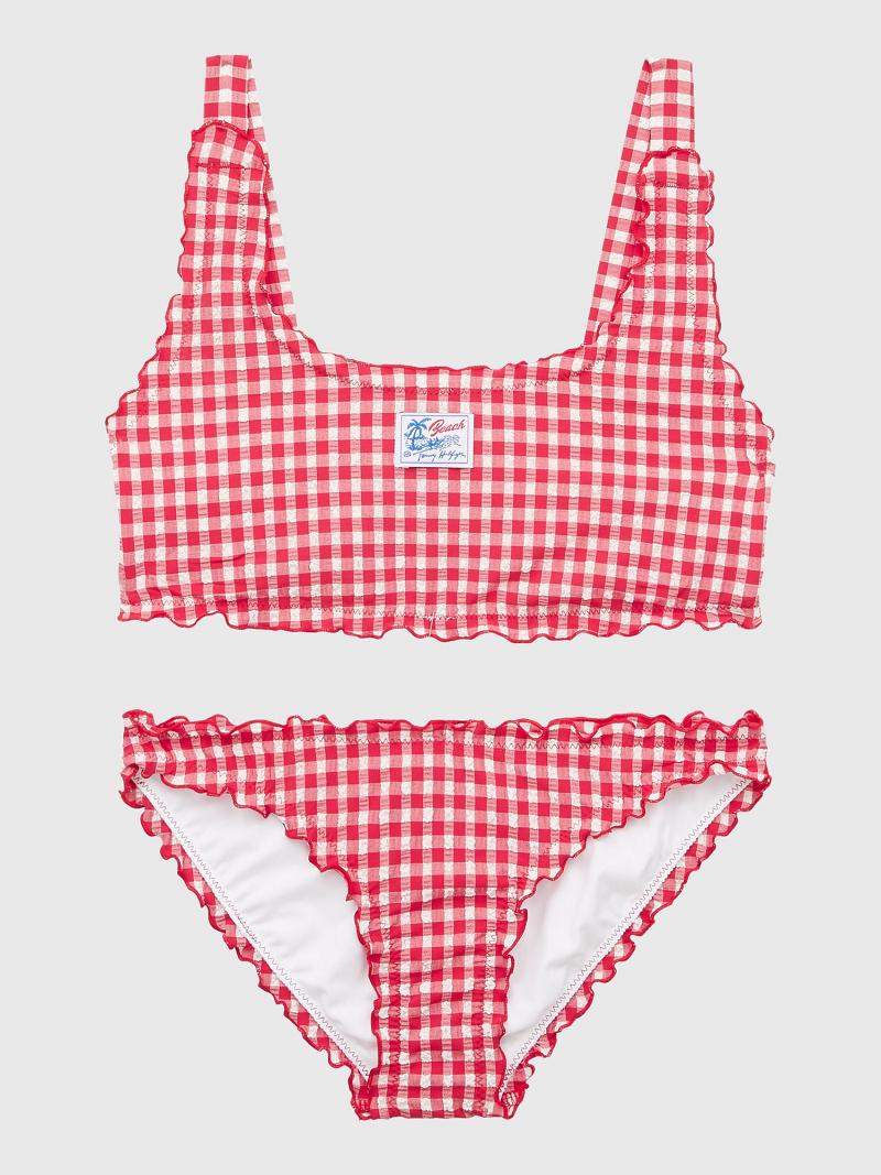 Trajes De Baño Tommy Hilfiger Gingham Bralette Set Rojos | MX_G1220