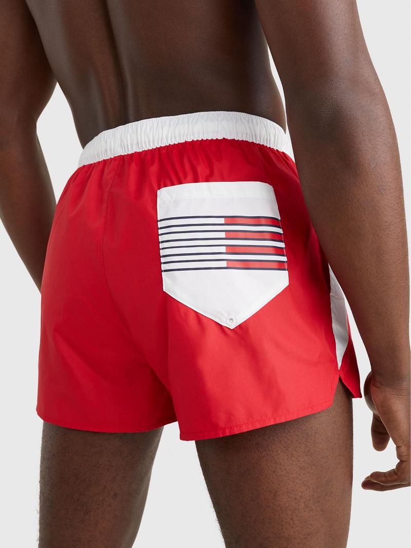 Trajes De Baño Tommy Hilfiger Regular fit hilfiger swim trunk Rojos Blancos | MX_M31107