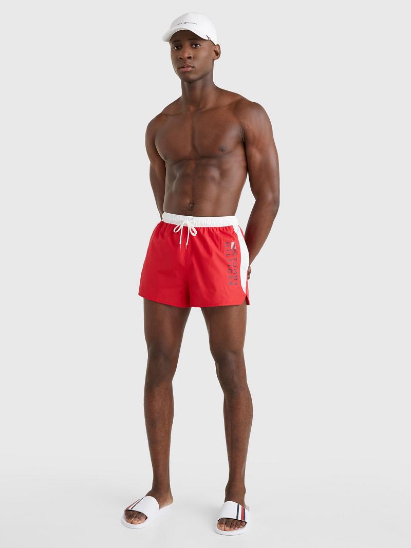 Trajes De Baño Tommy Hilfiger Regular fit hilfiger swim trunk Rojos Blancos | MX_M31107