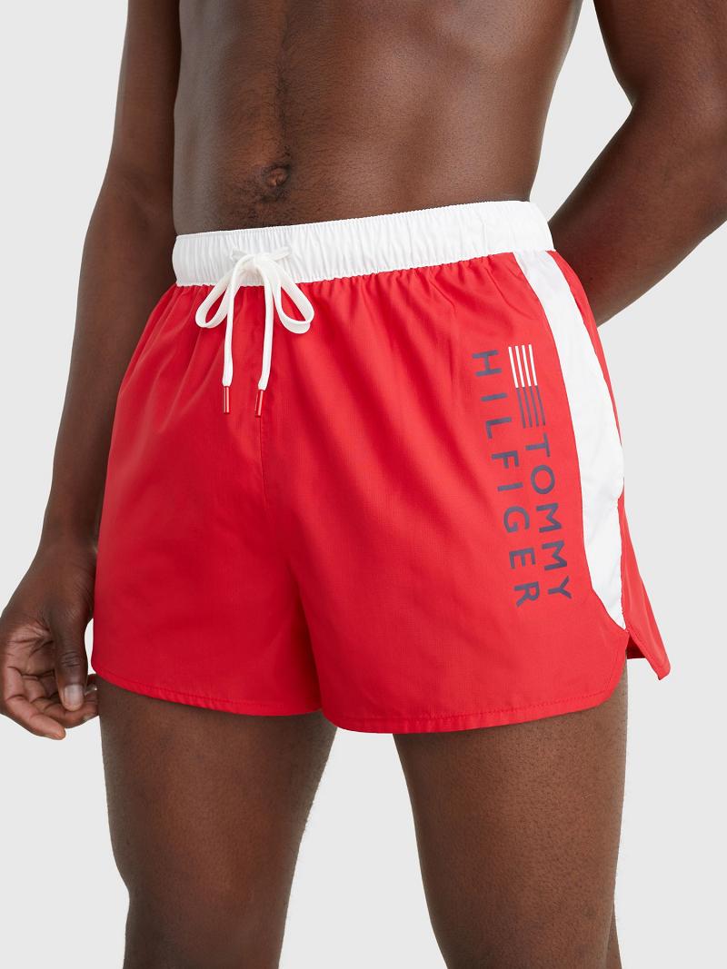 Trajes De Baño Tommy Hilfiger Regular fit hilfiger swim trunk Rojos Blancos | MX_M31107