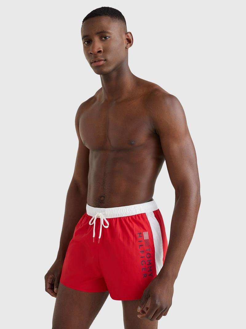 Trajes De Baño Tommy Hilfiger Regular fit hilfiger swim trunk Rojos Blancos | MX_M31107